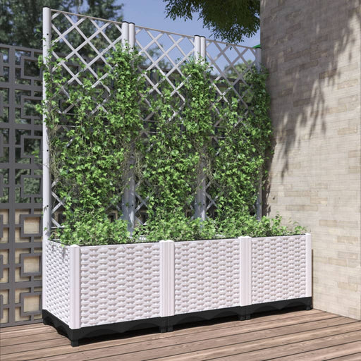 Jardinieră de grădină cu spalier, alb, 120x40x136 cm PP - WALTI WALTI