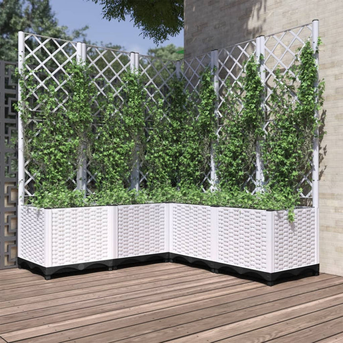 Jardinieră de grădină cu spalier, alb, 120x120x136 cm PP WALTI