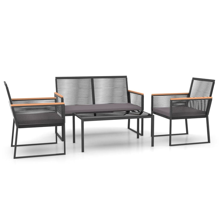 Set mobilier relaxare grădină, 4 piese cu perne, negru, oțel WALTI