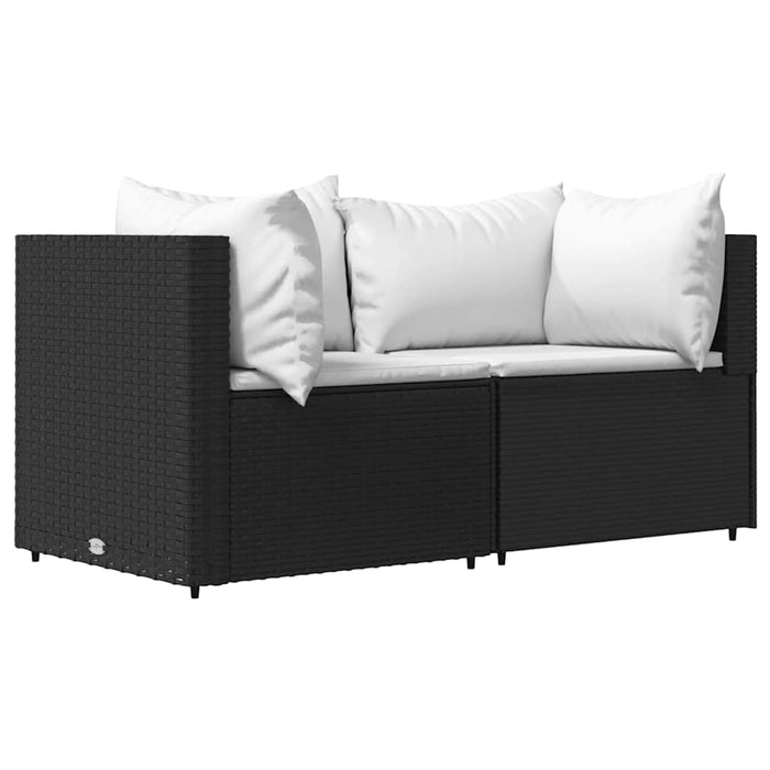 Set mobilier de grădină cu perne, 3 piese, negru, poliratan - WALTI WALTI