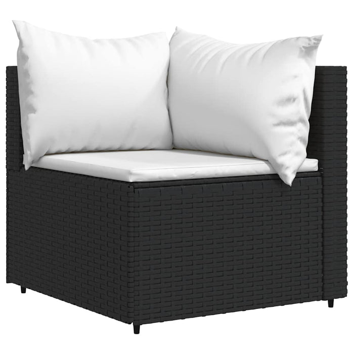 Set mobilier de grădină cu perne, 3 piese, negru, poliratan - WALTI WALTI