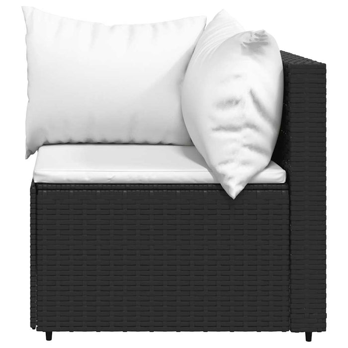 Set mobilier de grădină cu perne, 3 piese, negru, poliratan - WALTI WALTI