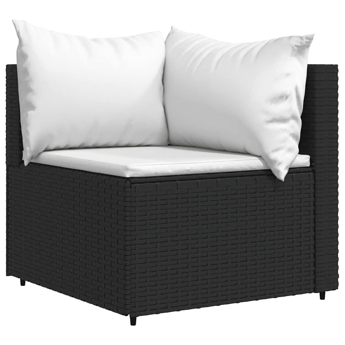 Set mobilier de grădină cu perne, 3 piese, negru, poliratan WALTI