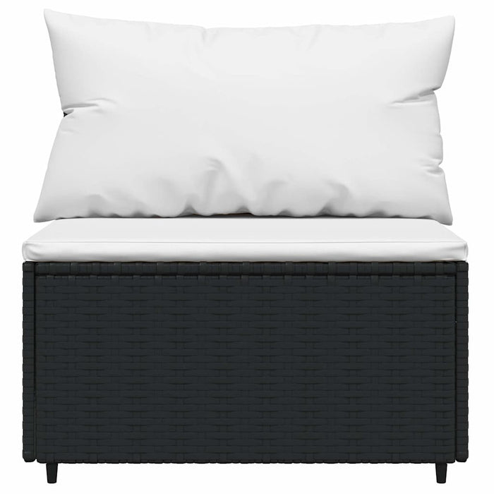 Set mobilier de grădină cu perne, 3 piese, negru, poliratan WALTI