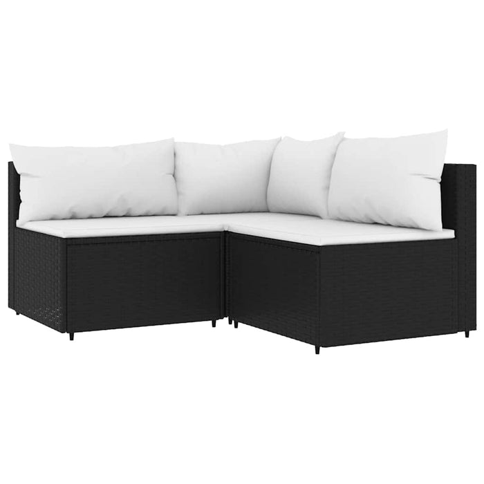 Set mobilier relaxare grădină 4 piese cu perne poliratan negru WALTI