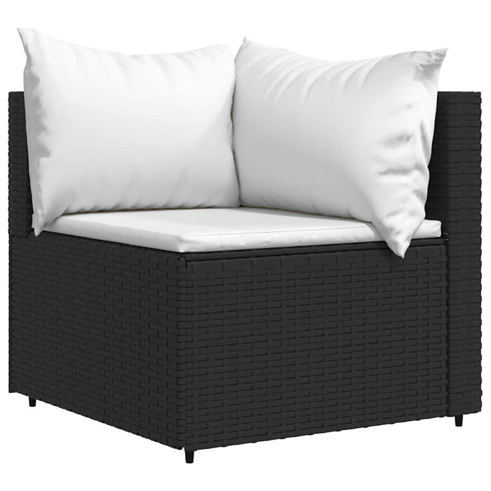 Set mobilier relaxare grădină 4 piese cu perne poliratan negru WALTI