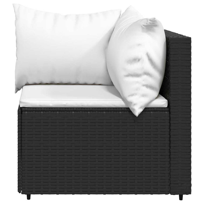 Set mobilier relaxare grădină 4 piese cu perne poliratan negru WALTI