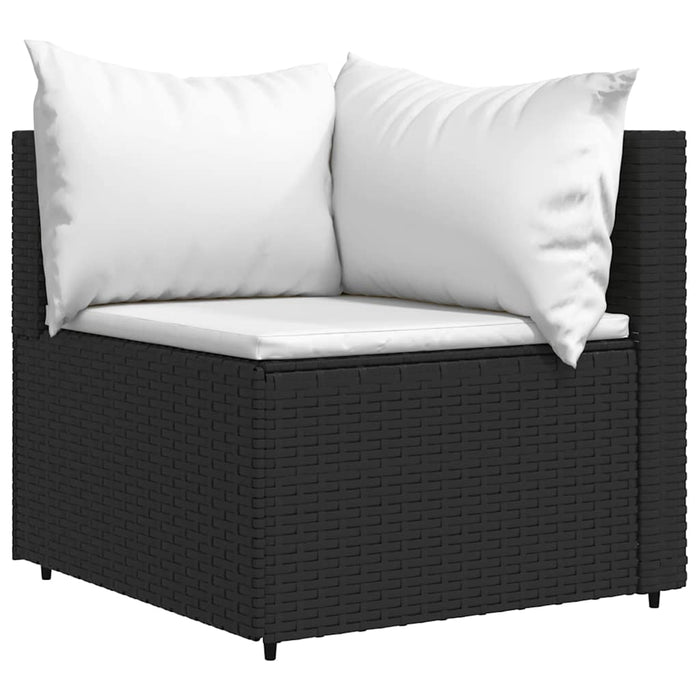 Set mobilier de grădină cu perne, 3 piese, negru, poliratan - WALTI WALTI