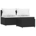 Set mobilier de grădină cu perne, 3 piese, negru, poliratan - WALTI WALTI