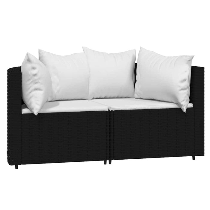 Set mobilier de grădină cu perne, 3 piese, negru, poliratan - WALTI WALTI