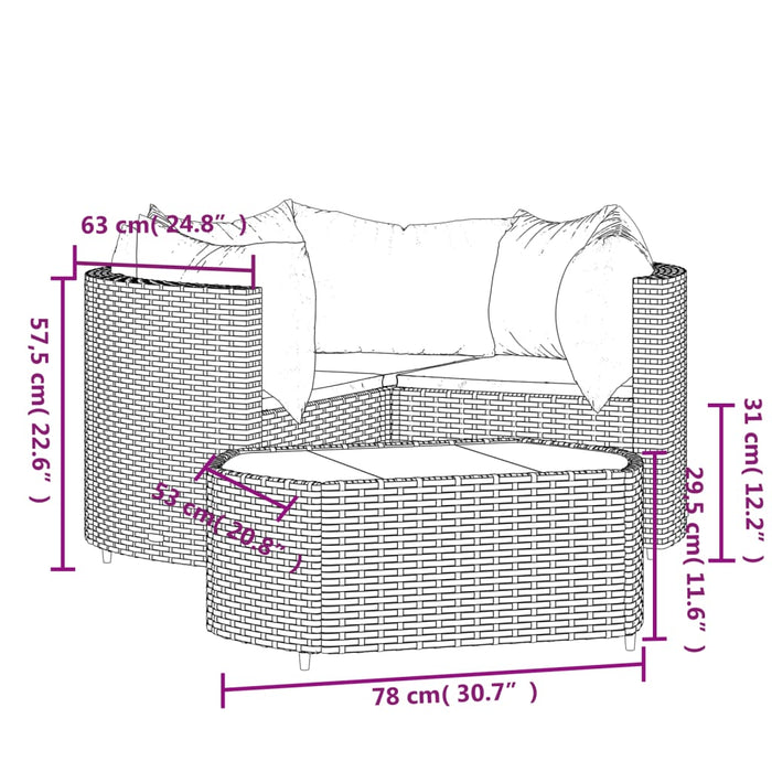 Set mobilier relaxare grădină 4 piese cu perne poliratan negru - WALTI WALTI