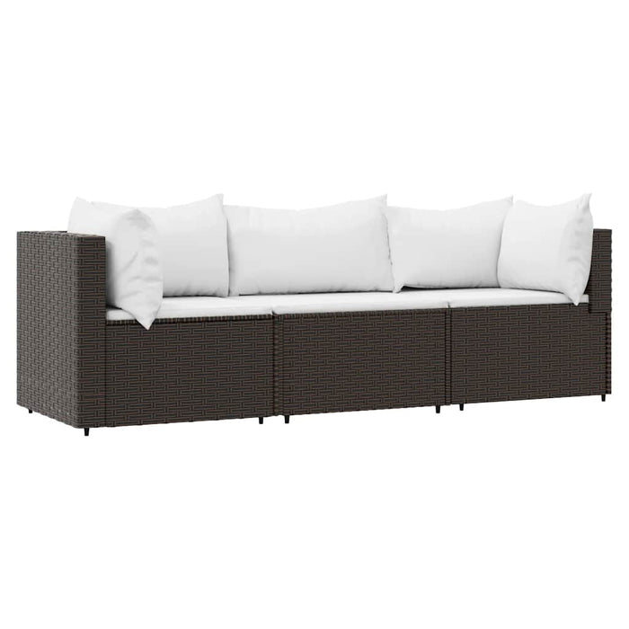 Set mobilier de grădină cu perne, 3 piese, maro, poliratan WALTI