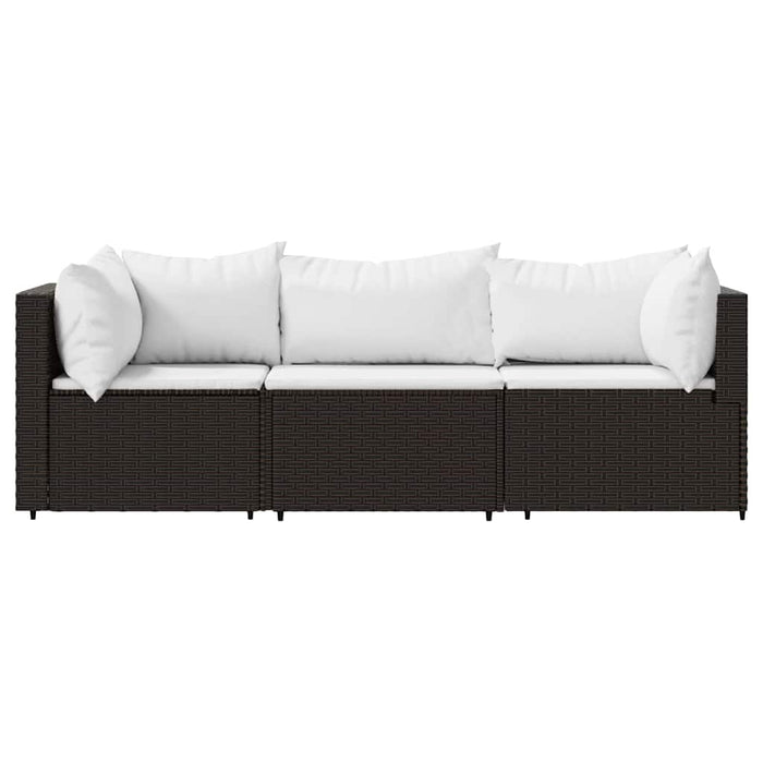 Set mobilier de grădină cu perne, 3 piese, maro, poliratan WALTI