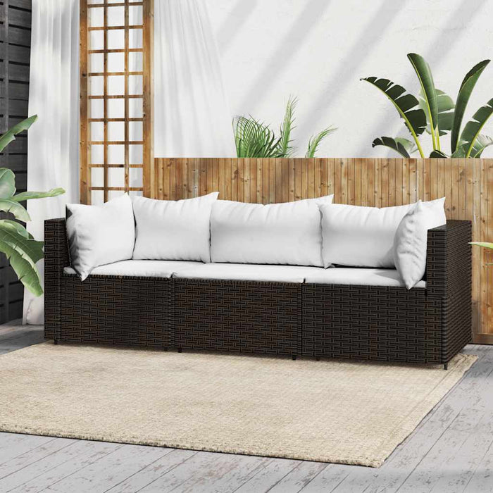 Set mobilier de grădină cu perne, 3 piese, maro, poliratan WALTI