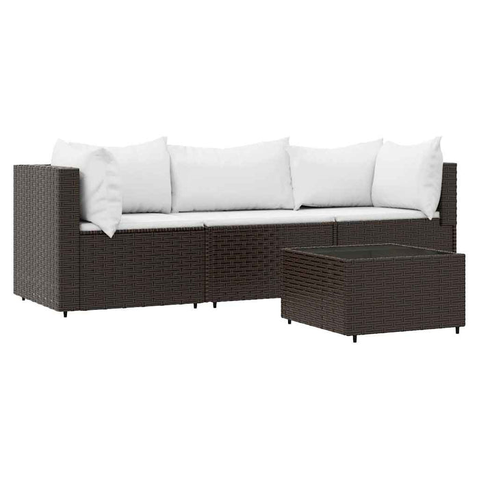 Set mobilier de grădină cu perne, 4 piese, maro, poliratan - WALTI WALTI