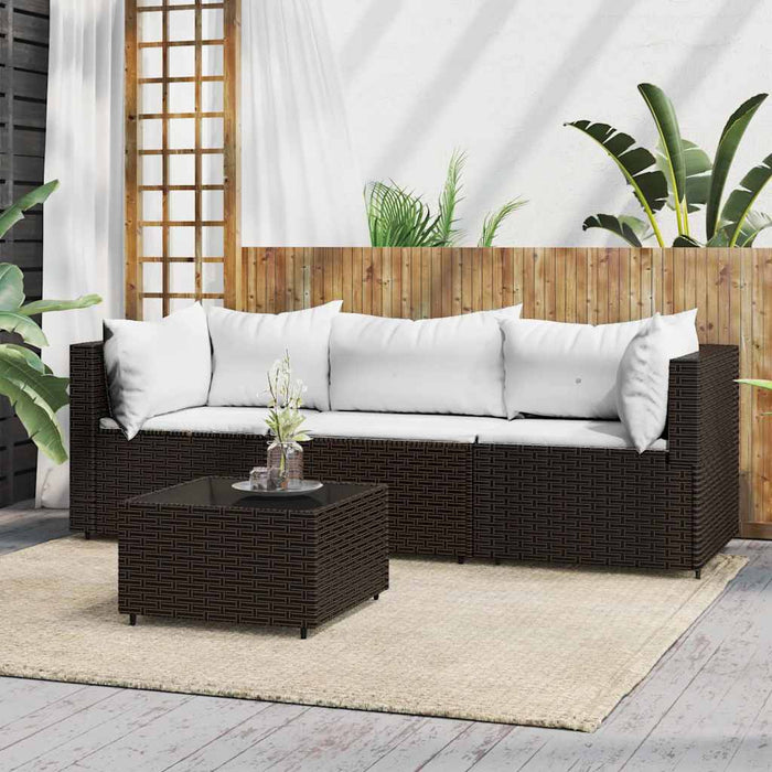 Set mobilier de grădină cu perne, 4 piese, maro, poliratan - WALTI WALTI
