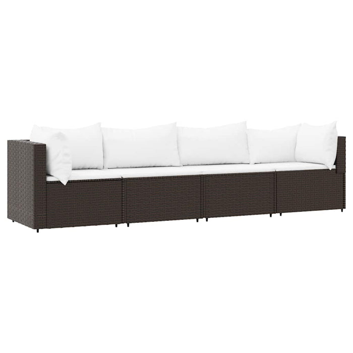 Set mobilier de grădină cu perne, 4 piese, maro, poliratan - WALTI WALTI
