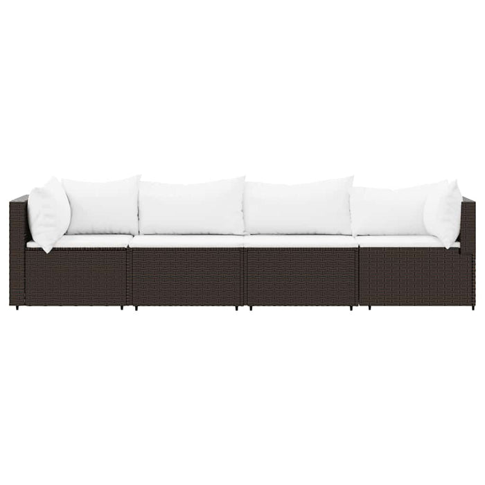 Set mobilier de grădină cu perne, 4 piese, maro, poliratan - WALTI WALTI