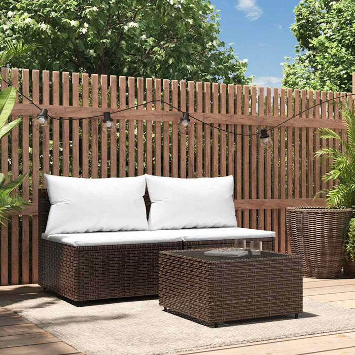 Set mobilier de grădină cu perne, 3 piese, maro, poliratan - WALTI WALTI
