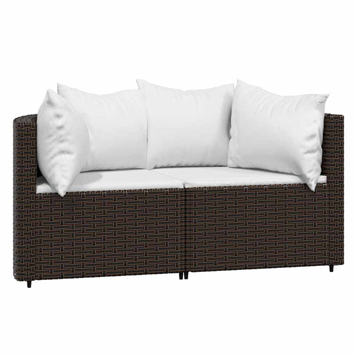 Set mobilier de grădină cu perne, 3 piese, maro, poliratan - WALTI WALTI