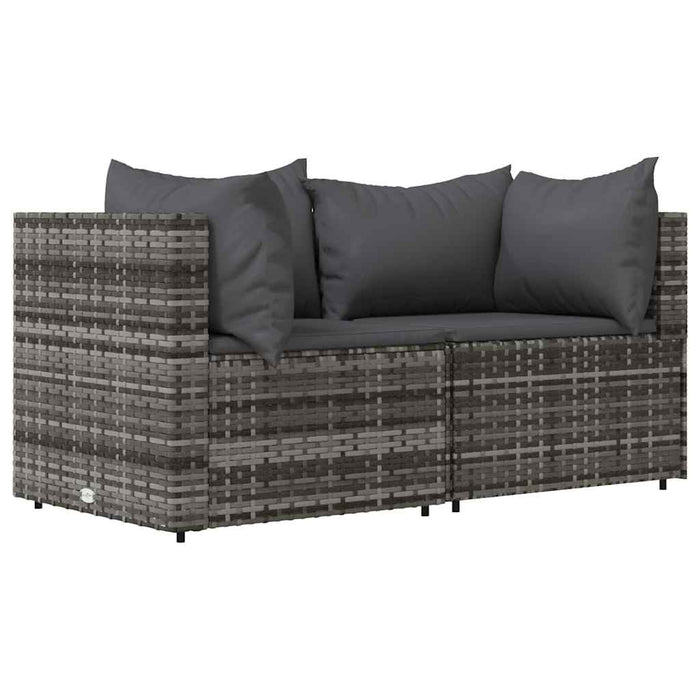Set mobilier de grădină cu perne, 3 piese, gri, poliratan WALTI