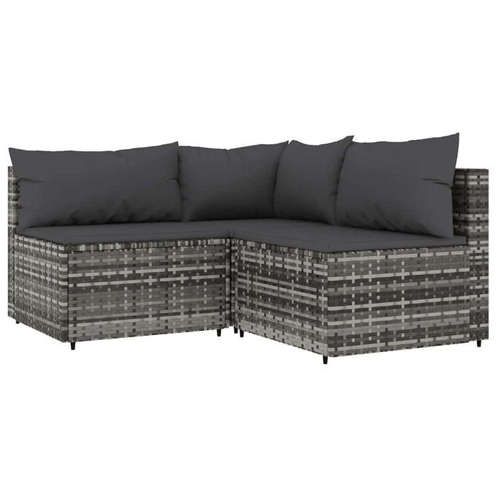 Set mobilier de grădină cu perne, 3 piese, gri, poliratan - WALTI WALTI