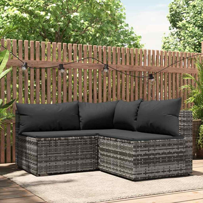 Set mobilier de grădină cu perne, 3 piese, gri, poliratan - WALTI WALTI