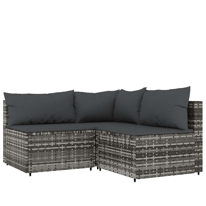 Set mobilier de grădină cu perne, 4 piese, gri, poliratan WALTI
