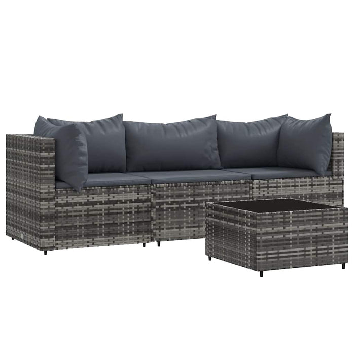Set mobilier de grădină cu perne, 4 piese, gri, poliratan - WALTI WALTI