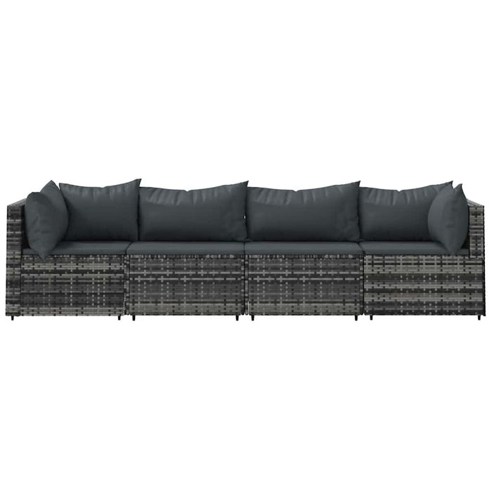 Set mobilier de grădină cu perne, 4 piese, gri, poliratan - WALTI WALTI