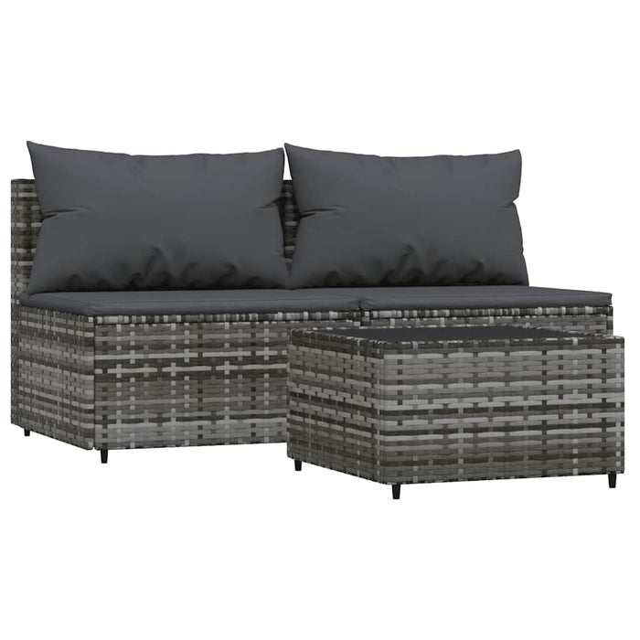 Set mobilier de grădină cu perne, 3 piese, gri, poliratan - WALTI WALTI