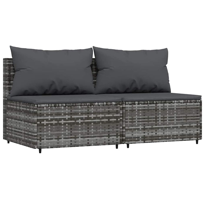 Set mobilier de grădină cu perne, 3 piese, gri, poliratan - WALTI WALTI