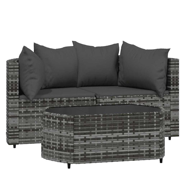 Set mobilier de grădină cu perne, 3 piese, gri, poliratan - WALTI WALTI