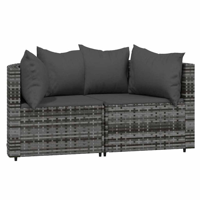 Set mobilier de grădină cu perne, 3 piese, gri, poliratan - WALTI WALTI