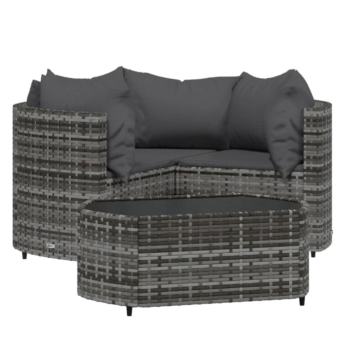 Set mobilier de grădină cu perne, 4 piese, gri, poliratan - WALTI WALTI