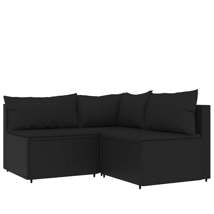 Set mobilier relaxare grădină 4 piese cu perne poliratan negru - WALTI WALTI