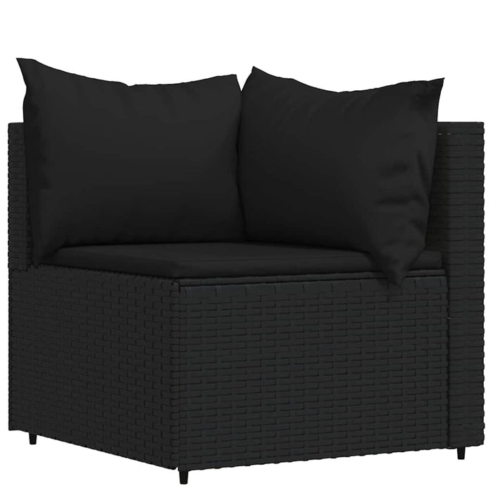 Set mobilier relaxare grădină 4 piese cu perne poliratan negru - WALTI WALTI