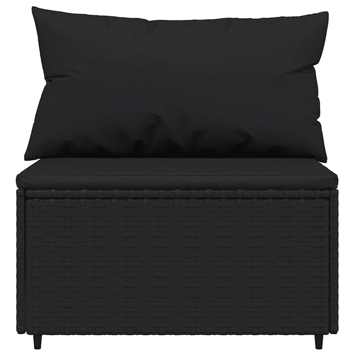 Set mobilier relaxare grădină 4 piese cu perne poliratan negru - WALTI WALTI