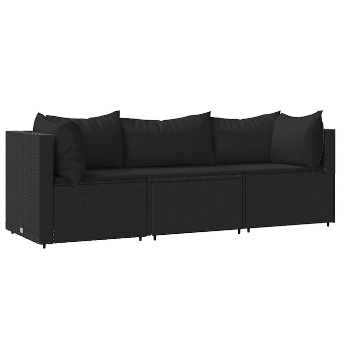 Set mobilier de grădină cu perne, 3 piese, negru, poliratan - WALTI WALTI