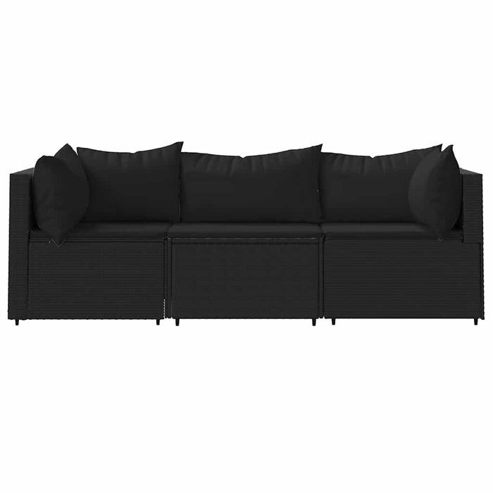 Set mobilier de grădină cu perne, 3 piese, negru, poliratan - WALTI WALTI