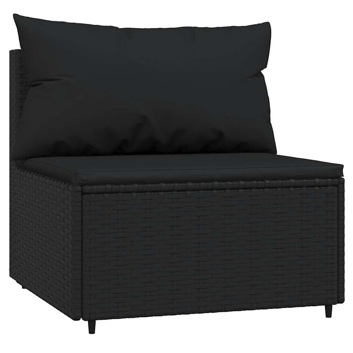 Set mobilier de grădină cu perne, 3 piese, negru, poliratan - WALTI WALTI
