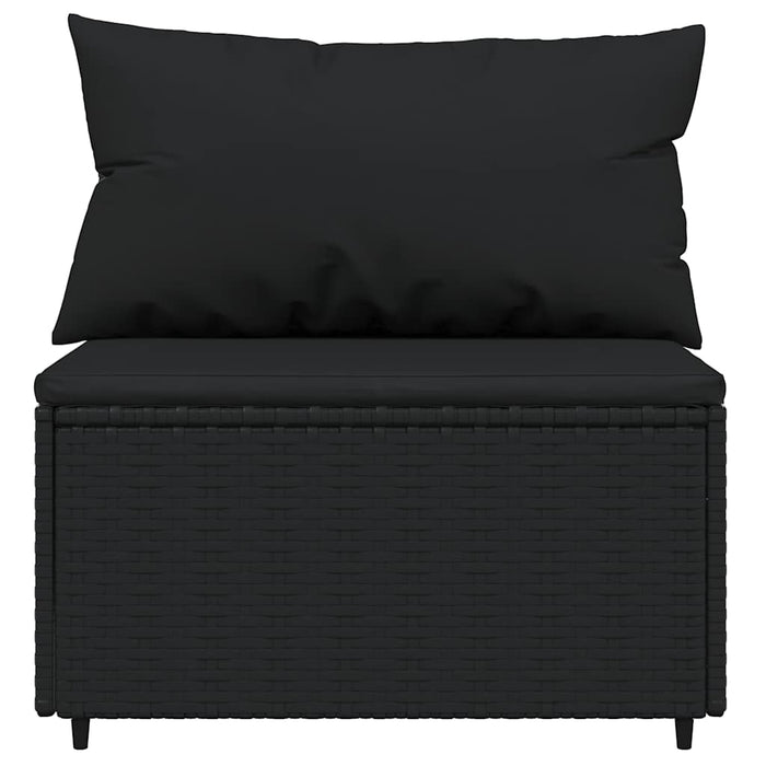 Set mobilier de grădină cu perne, 3 piese, negru, poliratan - WALTI WALTI