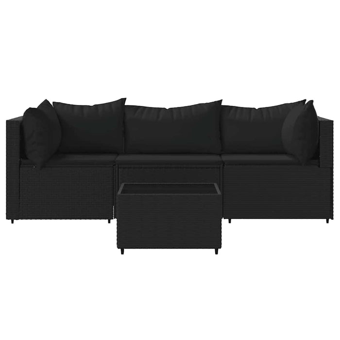 Set mobilier relaxare grădină 4 piese cu perne poliratan negru WALTI