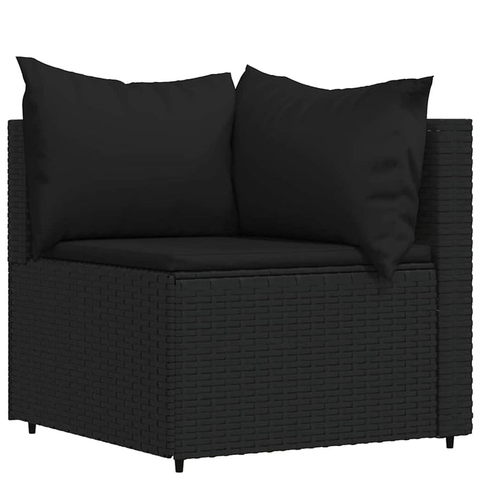 Set mobilier relaxare grădină 4 piese cu perne poliratan negru WALTI