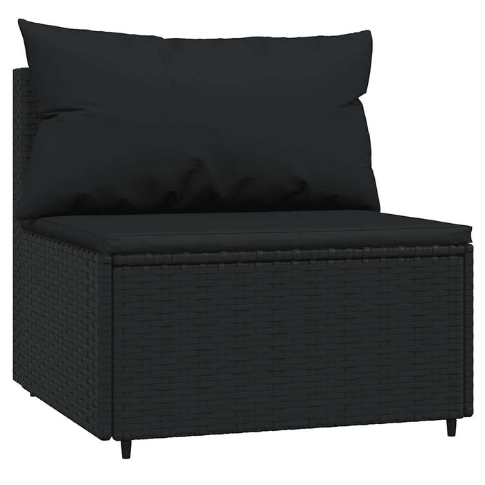 Set mobilier relaxare grădină 4 piese cu perne poliratan negru WALTI