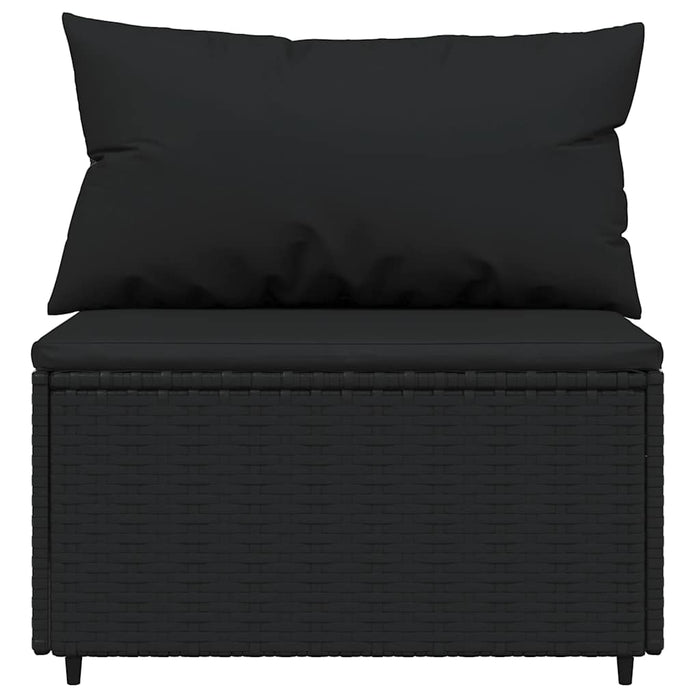 Set mobilier relaxare grădină 4 piese cu perne poliratan negru WALTI