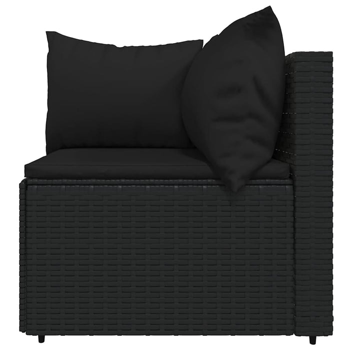 Set mobilier relaxare grădină 4 piese cu perne poliratan negru WALTI