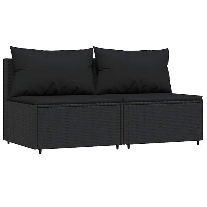 Set mobilier de grădină cu perne, 3 piese, negru, poliratan - WALTI WALTI