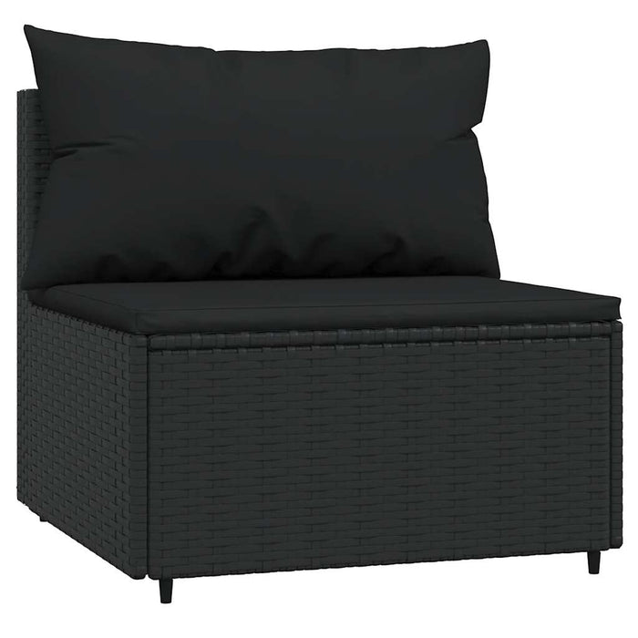 Set mobilier de grădină cu perne, 3 piese, negru, poliratan - WALTI WALTI