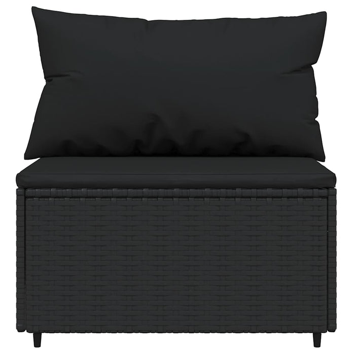 Set mobilier de grădină cu perne, 3 piese, negru, poliratan - WALTI WALTI
